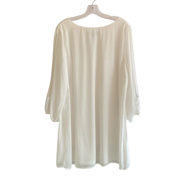 Lulu's Short Dress Large Slit Sleeves V-Neck Lined Creamy White Minimalist - Picture 13 of 13